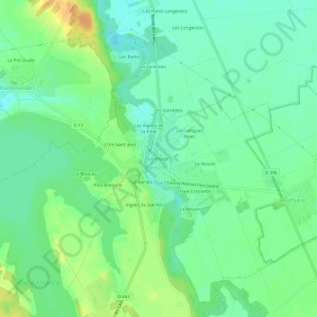 Mapa topográfico Le Village, altitude, relevo