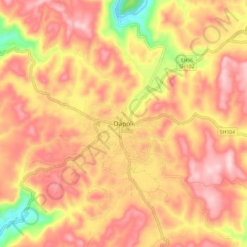 Mapa topográfico Dapoli, altitude, relevo