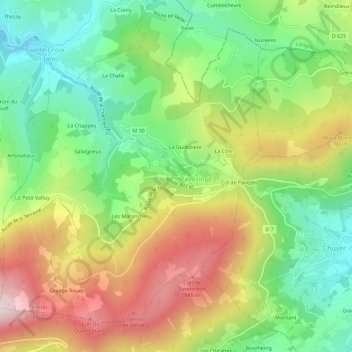 Mapa topográfico Chez Courried, altitude, relevo
