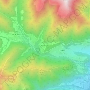 Mapa topográfico Viu de Linás, altitude, relevo