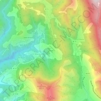 Mapa topográfico La Grau, altitude, relevo