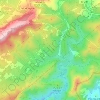 Mapa topográfico Costa Blanca, altitude, relevo