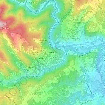 Mapa topográfico Le Daber, altitude, relevo