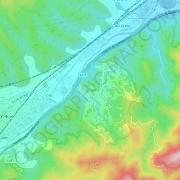 Mapa topográfico Vilardell, altitude, relevo