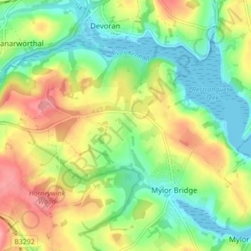 Mapa topográfico Angarrick, altitude, relevo