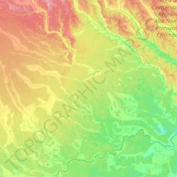 Mapa topográfico Loreto, altitude, relevo