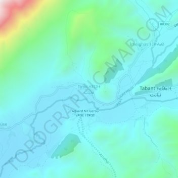 Mapa topográfico Timit, altitude, relevo