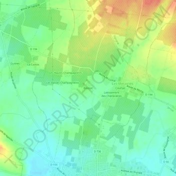 Mapa topográfico Brassac, altitude, relevo