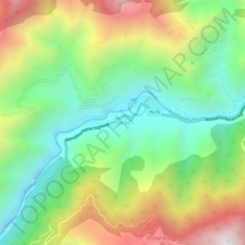 Mapa topográfico Paras, altitude, relevo