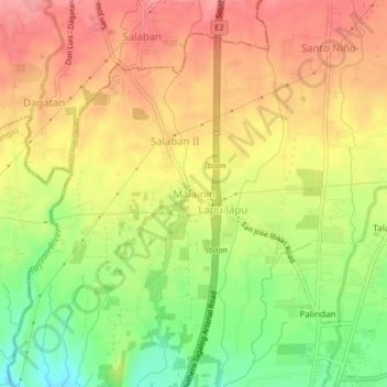 Mapa topográfico Malainin, altitude, relevo