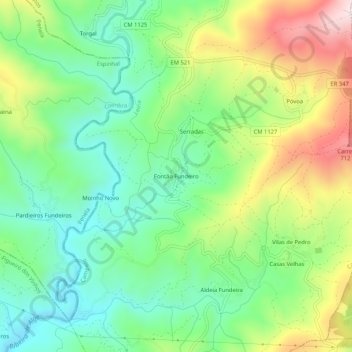 Mapa topográfico Fontão Fundeiro, altitude, relevo