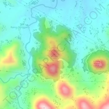 Mapa topográfico Gunung Patokbeusi, altitude, relevo