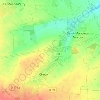 Mapa topográfico La Guinguette, altitude, relevo