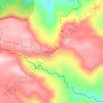 Mapa topográfico Bataan, altitude, relevo