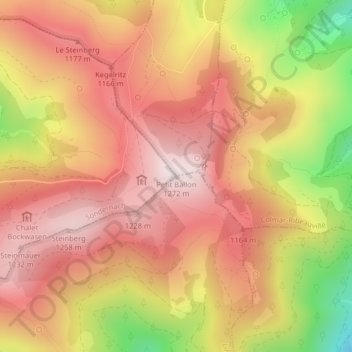Mapa topográfico Petit Ballon, altitude, relevo