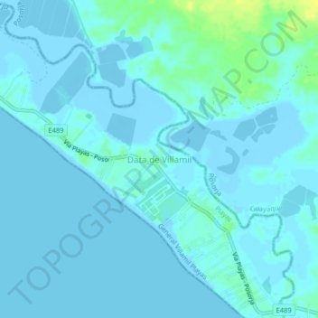 Mapa topográfico Data de Villamil, altitude, relevo