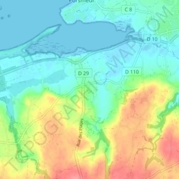 Mapa topográfico Kerléa, altitude, relevo