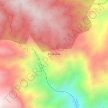 Mapa topográfico Pensilvania, altitude, relevo