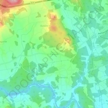 Mapa topográfico Parada, altitude, relevo