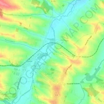 Mapa topográfico A l'Hermitage, altitude, relevo