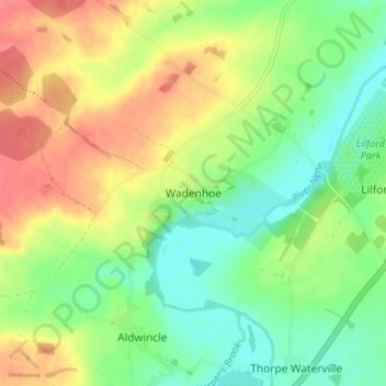 Mapa topográfico Wadenhoe, altitude, relevo