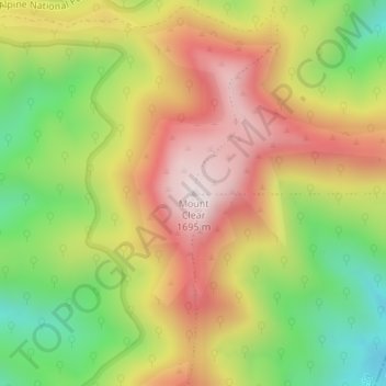 Mapa topográfico Mount Clear, altitude, relevo