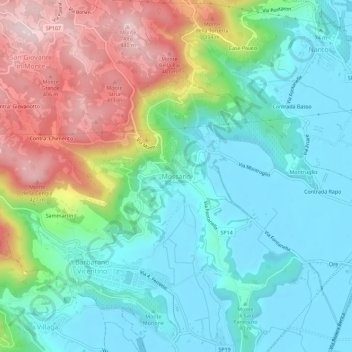 Mapa topográfico Mossano, altitude, relevo