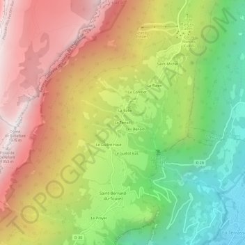 Mapa topográfico Le Terrail, altitude, relevo