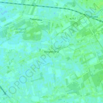 Mapa topográfico Hoonhorst, altitude, relevo