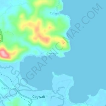 Mapa topográfico Tawagan, altitude, relevo