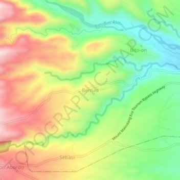 Mapa topográfico Bernad, altitude, relevo