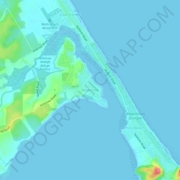 Mapa topográfico Athenree, altitude, relevo