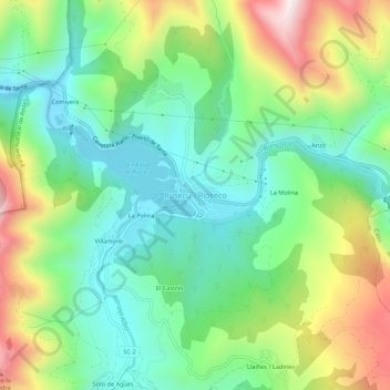 Mapa topográfico Rusecu / Rioseco, altitude, relevo