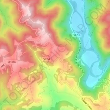 Mapa topográfico Torricchia, altitude, relevo