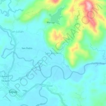 Mapa topográfico San Antonio, altitude, relevo