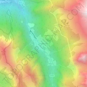 Mapa topográfico Chambéranger, altitude, relevo