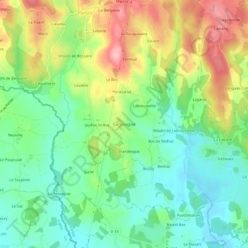Mapa topográfico Cardaliaguet, altitude, relevo