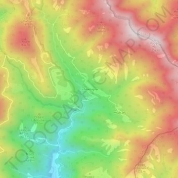 Mapa topográfico La Montagna, altitude, relevo