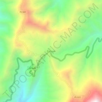 Mapa topográfico Porcuya, altitude, relevo