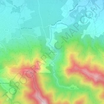 Mapa topográfico La Pave, altitude, relevo
