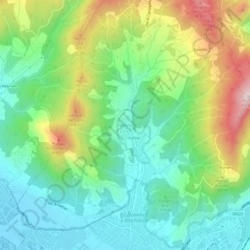 Mapa topográfico Figline, altitude, relevo