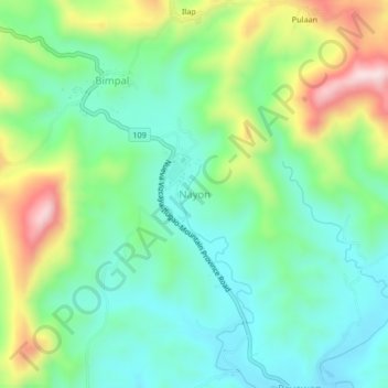 Mapa topográfico Nayon, altitude, relevo
