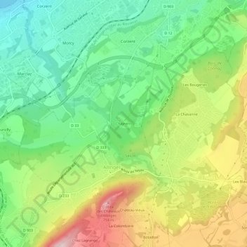 Mapa topográfico Chignens, altitude, relevo