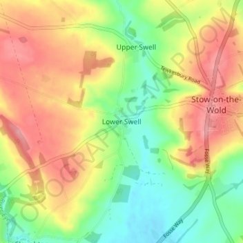 Mapa topográfico Lower Swell, altitude, relevo