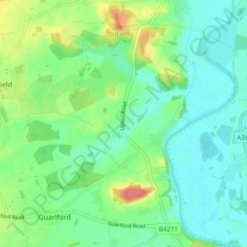 Mapa topográfico Whiteacres, altitude, relevo
