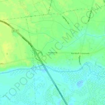 Mapa topográfico Hammond, altitude, relevo