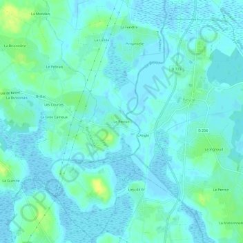 Mapa topográfico Le Perron, altitude, relevo