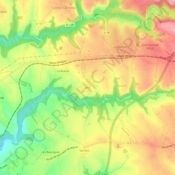 Mapa topográfico Vers, altitude, relevo