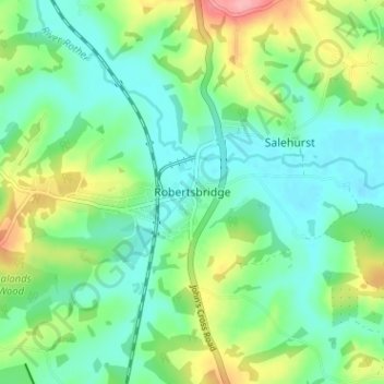Mapa topográfico Robertsbridge, altitude, relevo