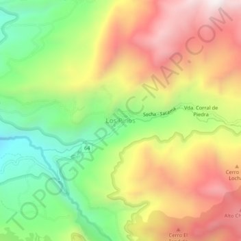Mapa topográfico Los Pinos, altitude, relevo